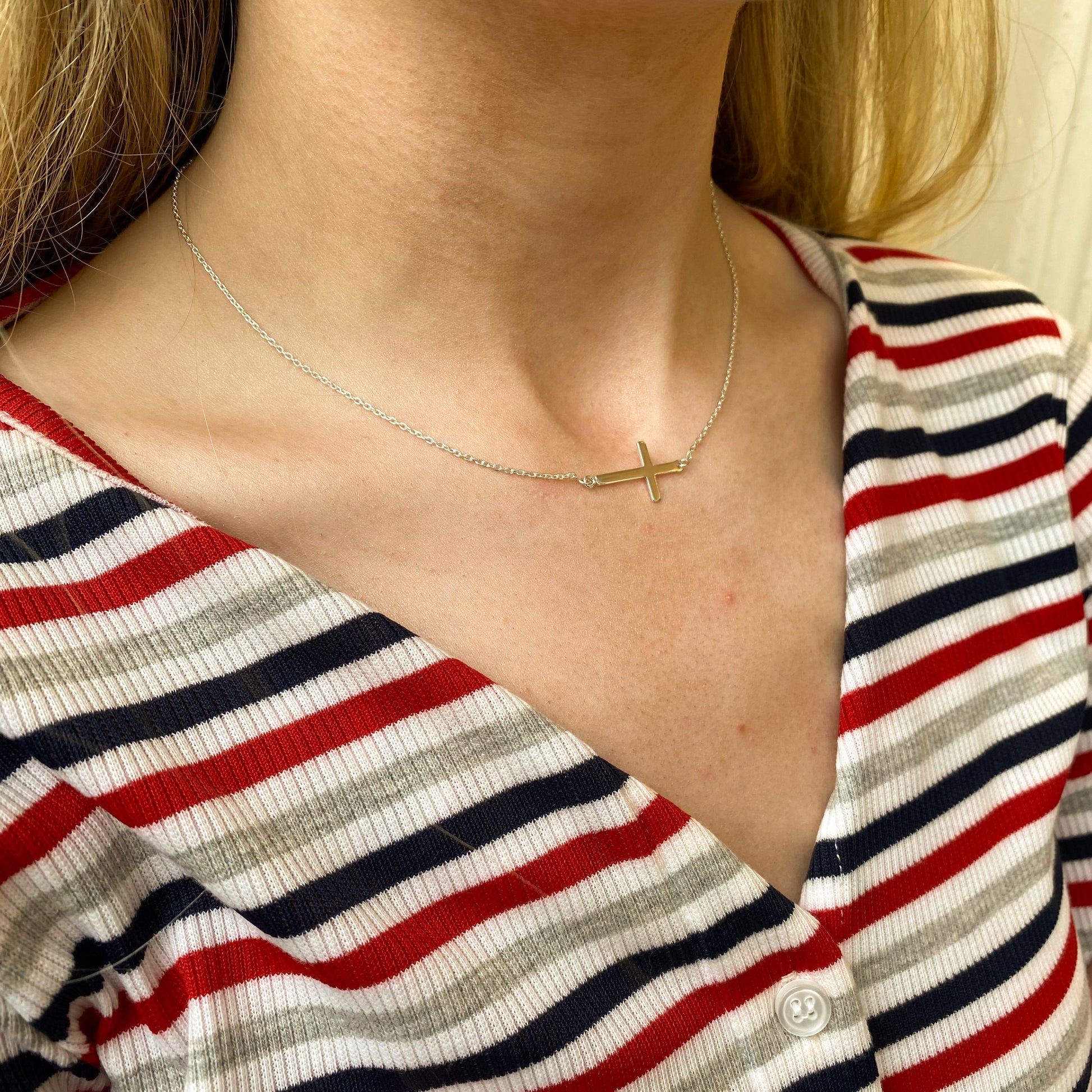 Silver Inline Cross Necklace - John Ross Jewellers