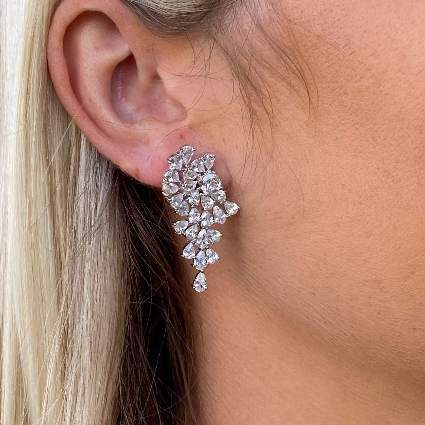 Silver Marilyn CZ Drop Earrings - John Ross Jewellers