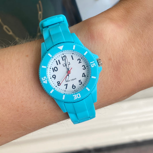 Q&Q Turquoise Silicone Watch