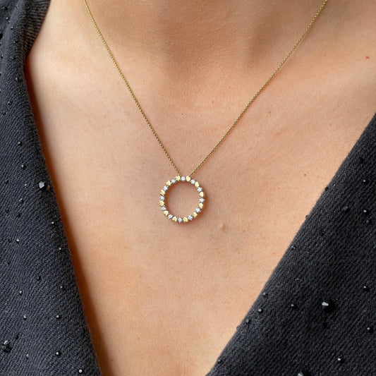 18ct gold diamond eternity necklace by Prima with 0.28ct of sparkling diamonds, showcasing a continuous loop of elegance.