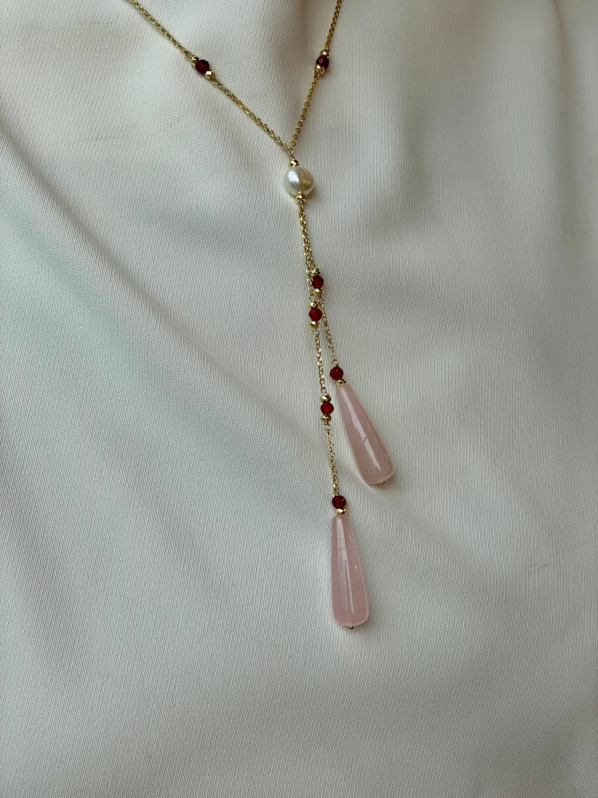 Baroque Lariart Necklace | Oia | Pearl & Quartz - John Ross Jewellers