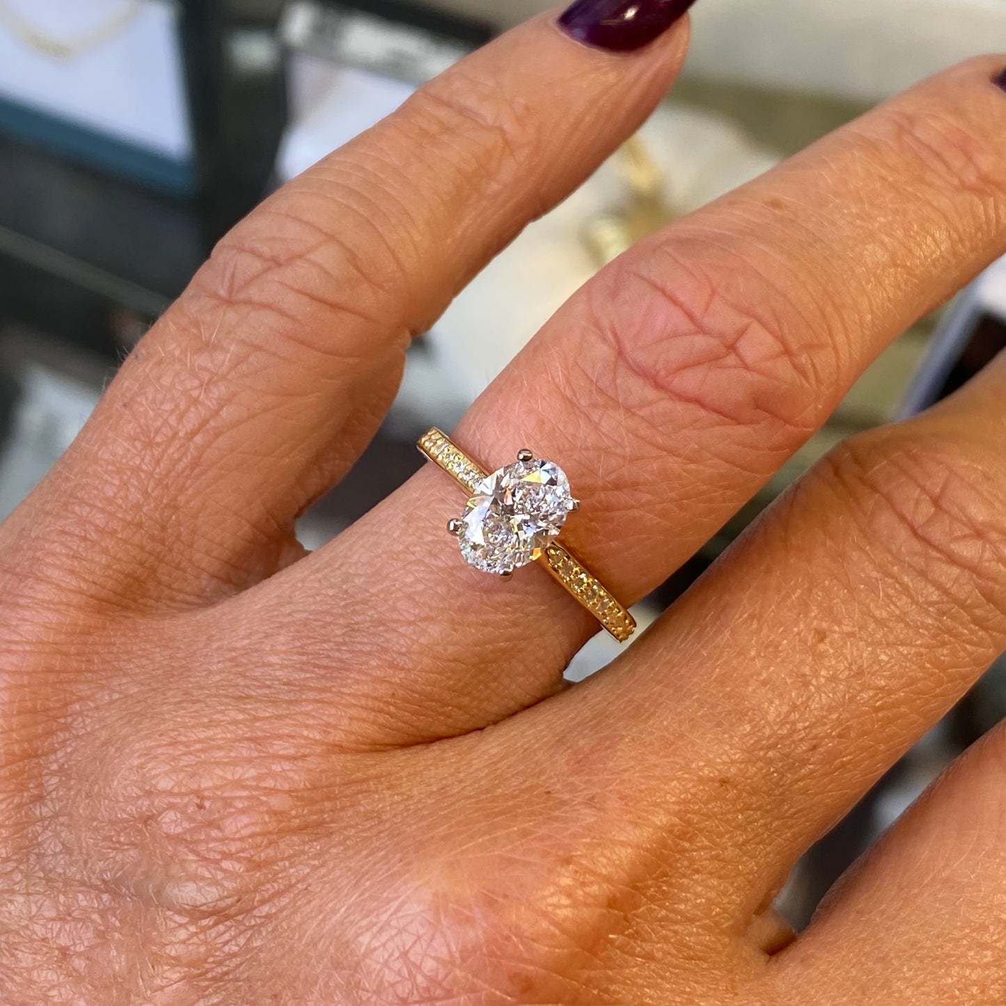 18ct Gold Solitaire Engagement Ring | Certificated Oval Lab 1.21ct - John Ross Jewellers