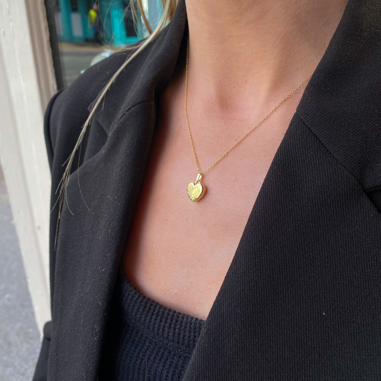 9ct Gold Engraved Heart Locket and Chain | Very Small - John Ross Jewellers