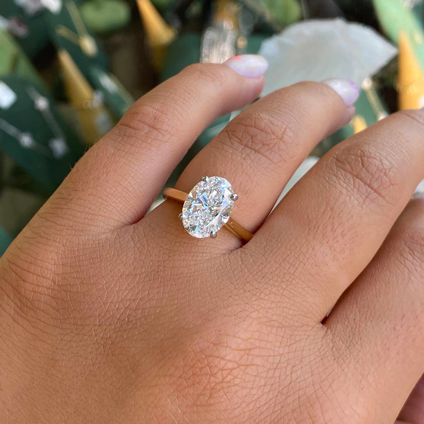18ct Gold Oval Solitaire Engagement Ring | 3.01ct Certificated Lab