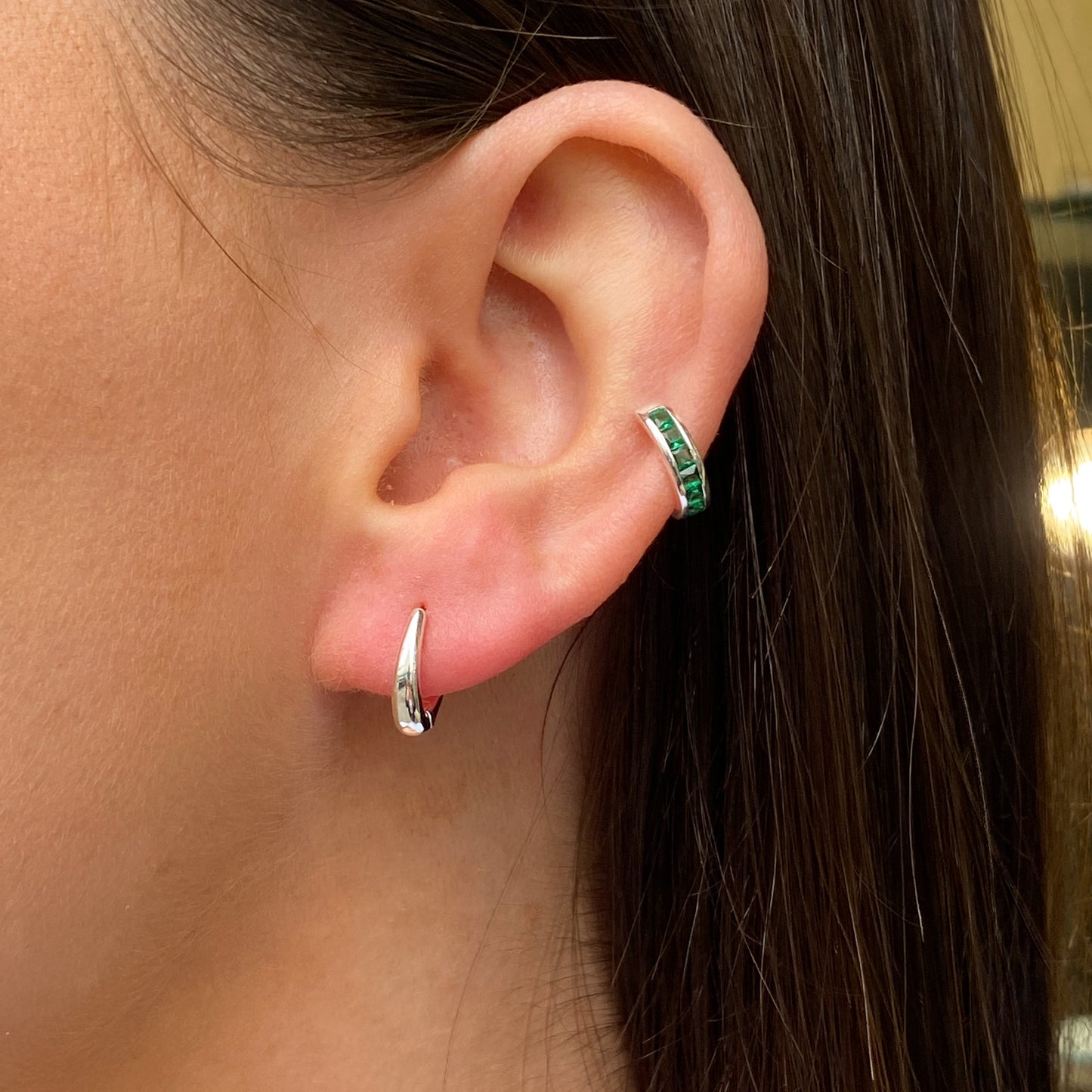 Ear Candy Silver Green CZ Cuff - John Ross Jewellers