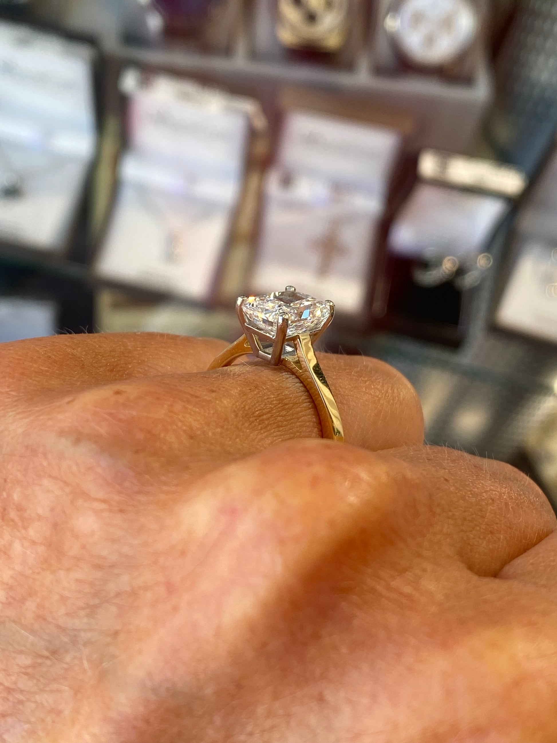 18ct Gold Solitaire Engagement Ring | Certificated Lab Radiant Cut 3.01ct - John Ross Jewellers