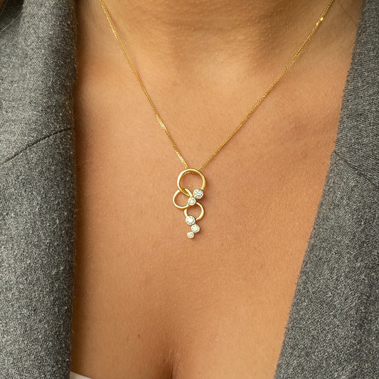 18ct Gold Diamond Circles Necklace