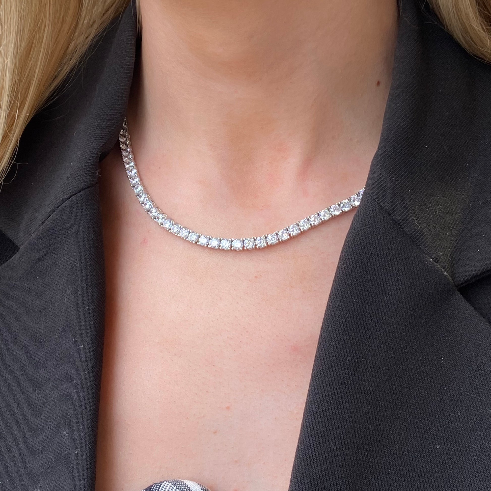 Silver 4mm CZ Tennis Necklace | 42cm - John Ross Jewellers