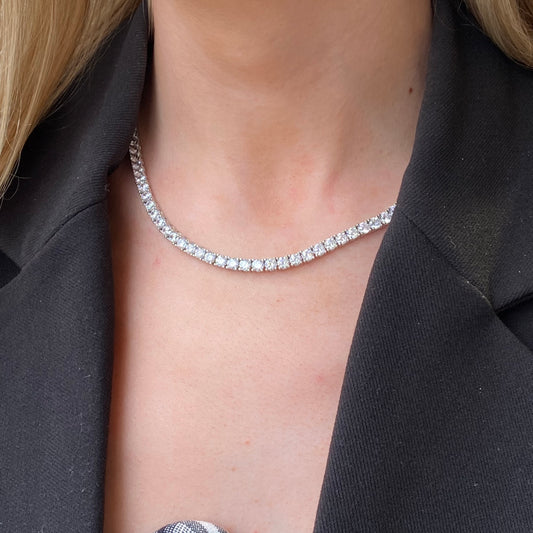 Silver 4mm CZ Tennis Necklace | 42cm - John Ross Jewellers
