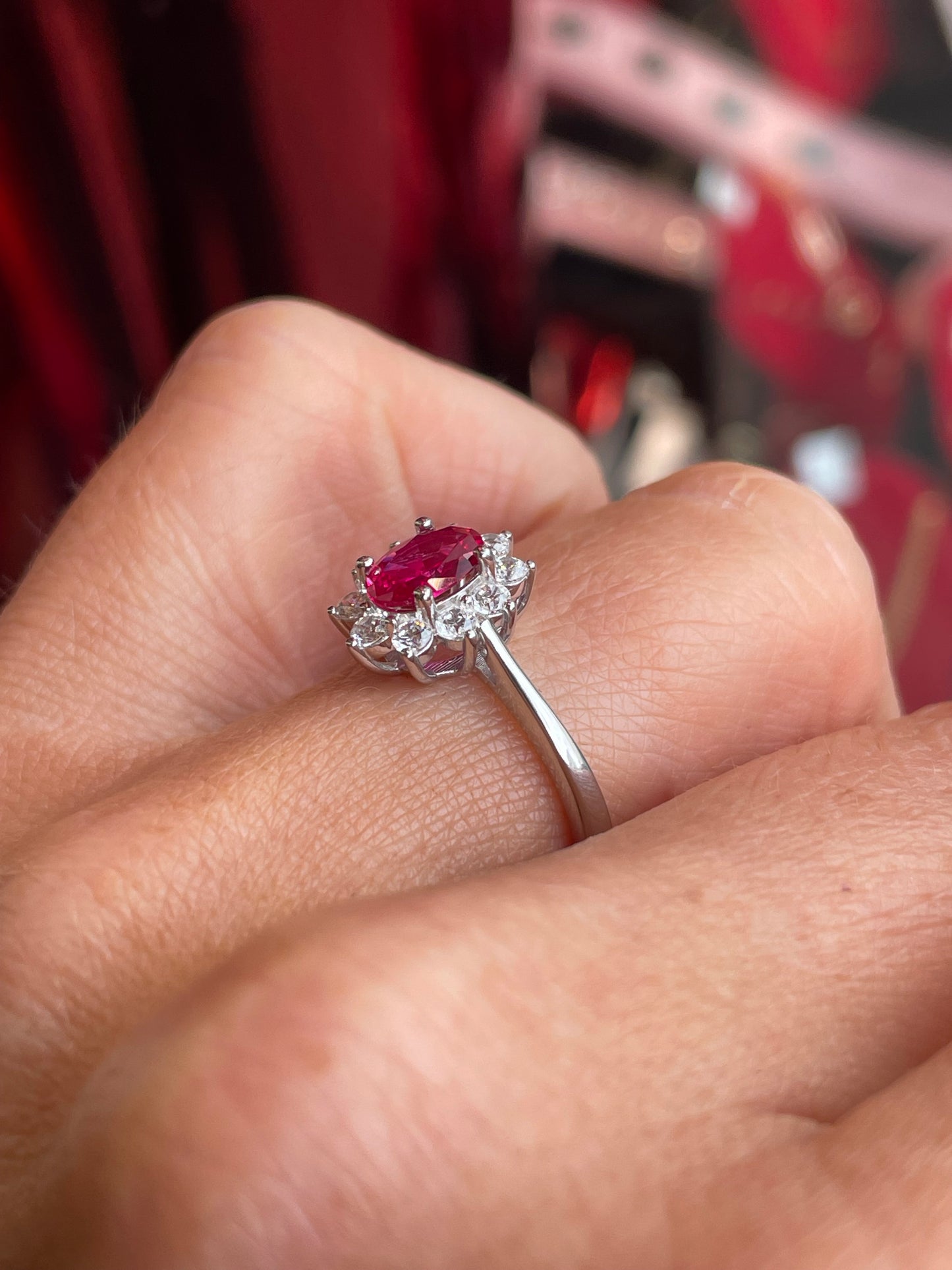 Silver Ruby Red CZ Diana Ring - John Ross Jewellers