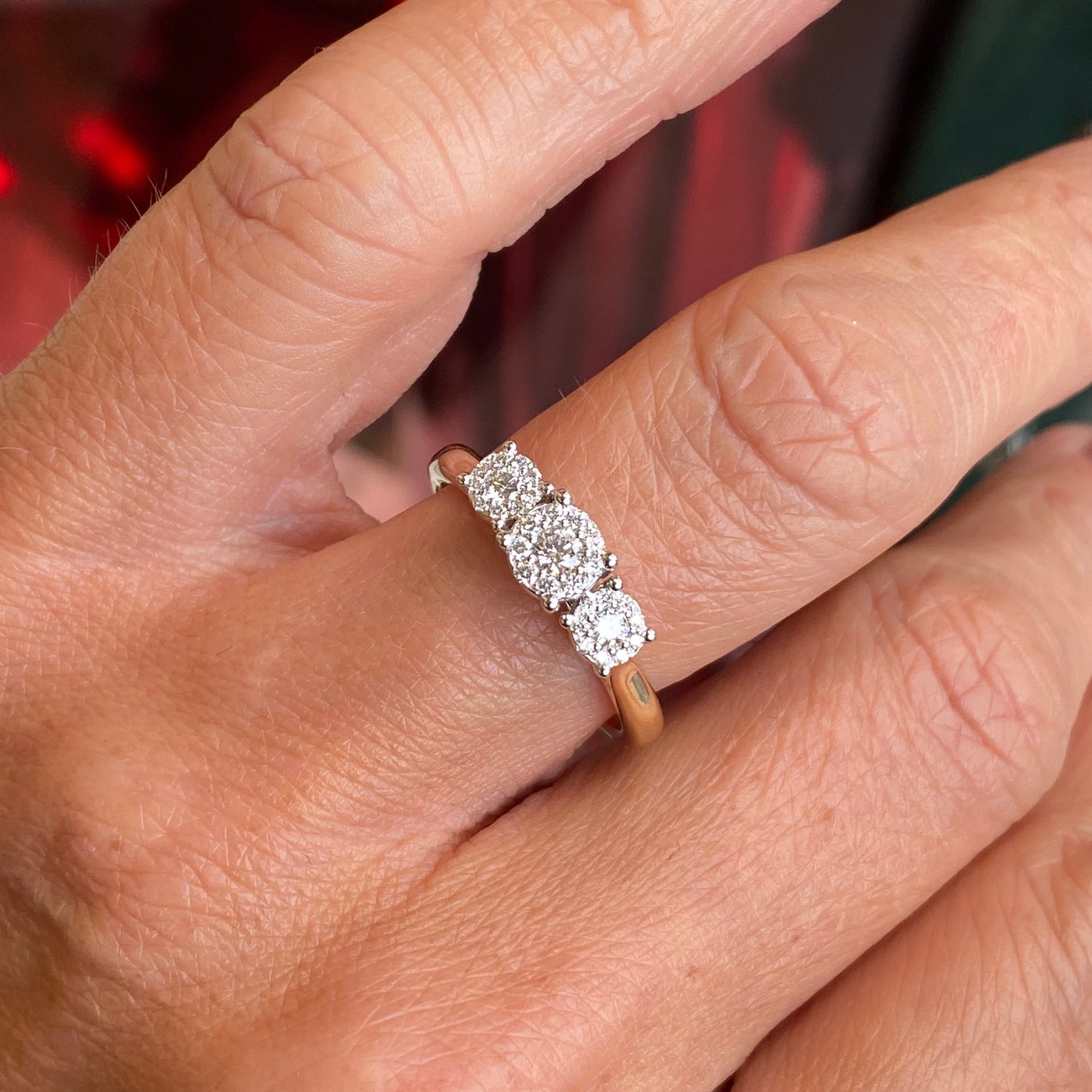 9ct Gold Trilogy Cluster Engagement Ring | 0.33ct