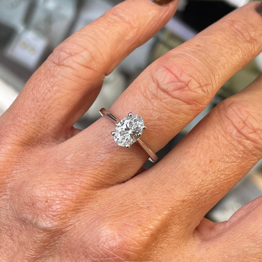 Platinum Solitaire Engagement Ring | Lab 1.00ct Oval - John Ross Jewellers