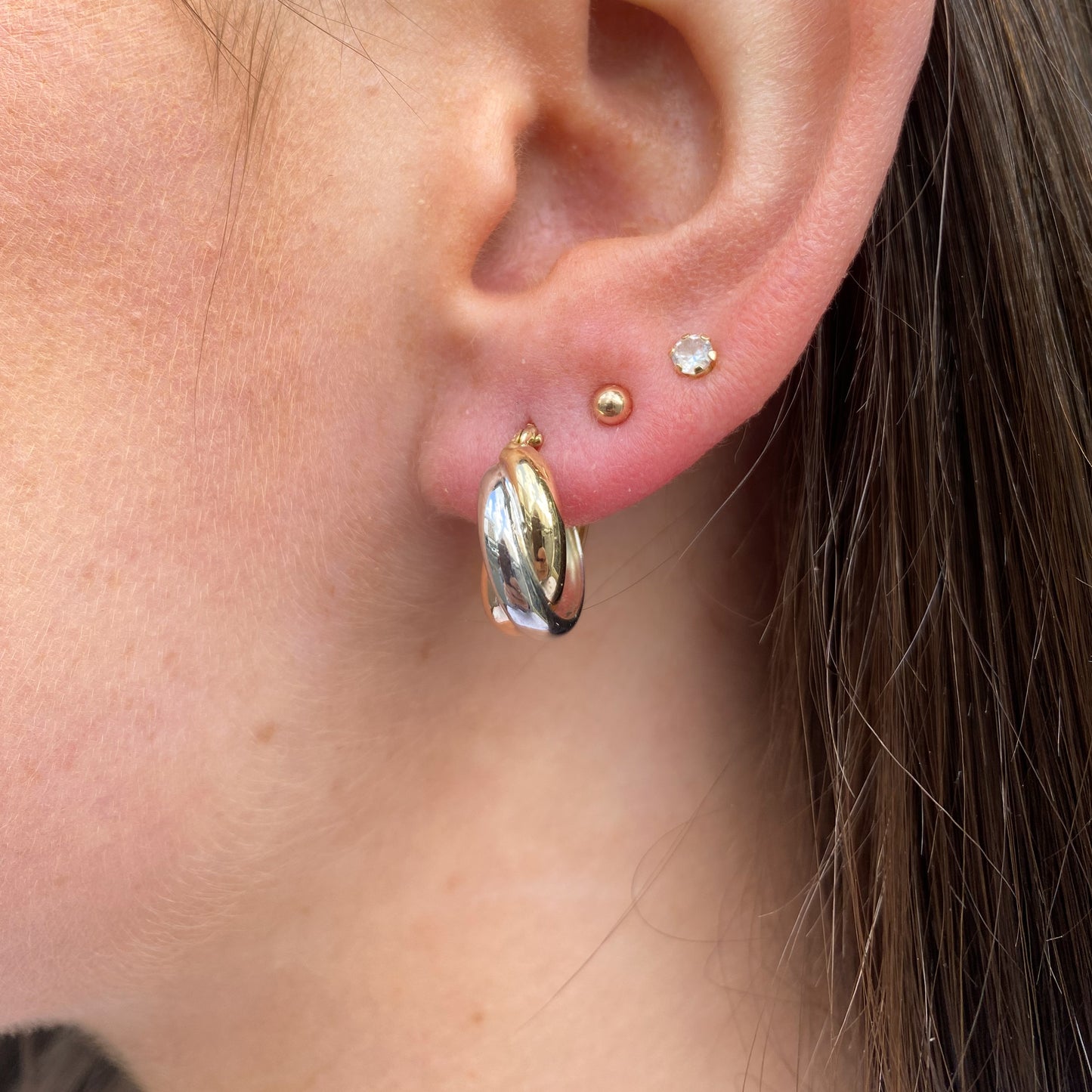 9ct Gold Three Colour Hoop Earrings - John Ross Jewellers