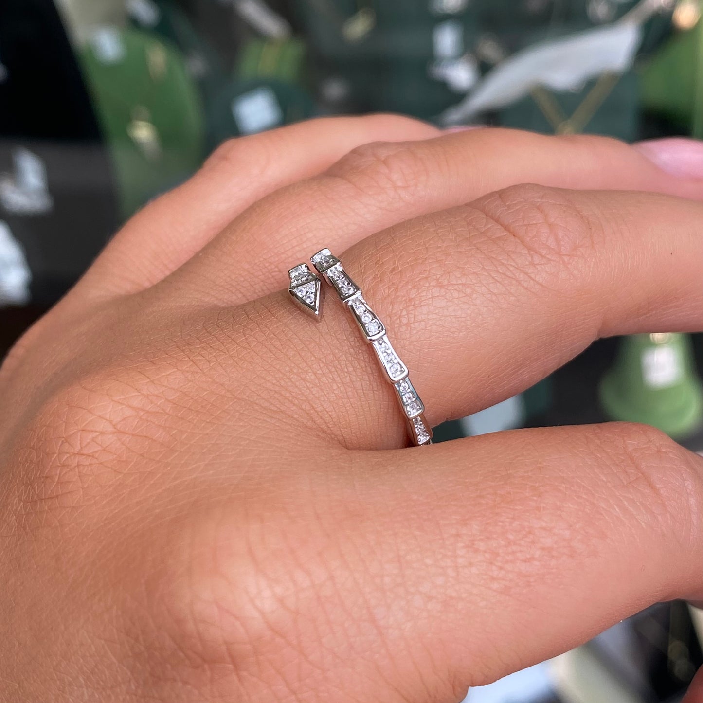 Silver CZ Serpent Wraparound Ring