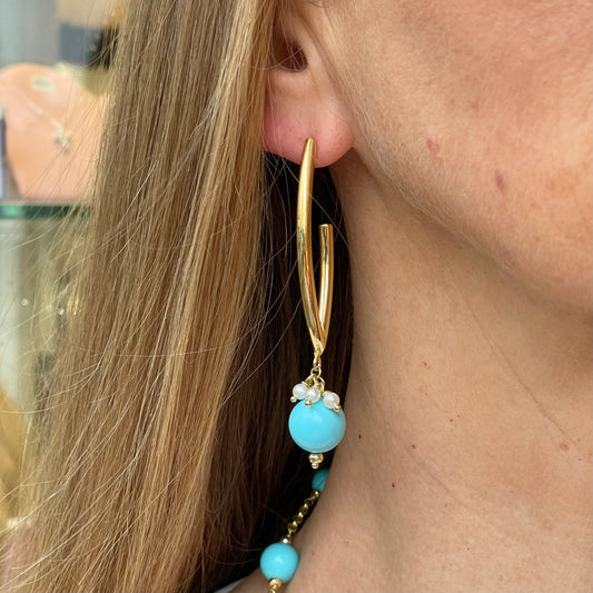 Baroque Drop Earrings | Corfu | Turquoise & Pearl - John Ross Jewellers