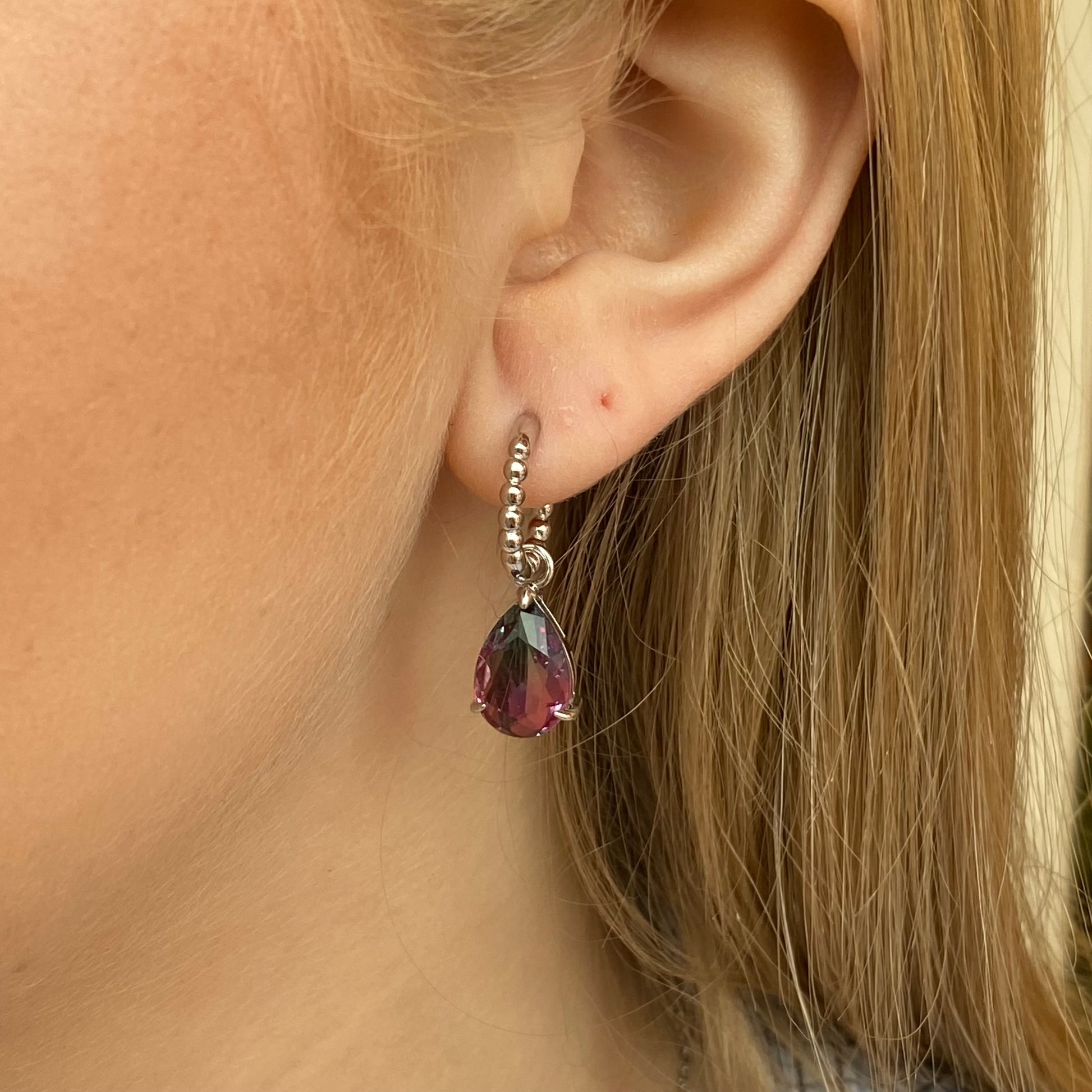 Silver Mystic Pear Drop Earrings | 10mm x 29mm - John Ross Jewellers