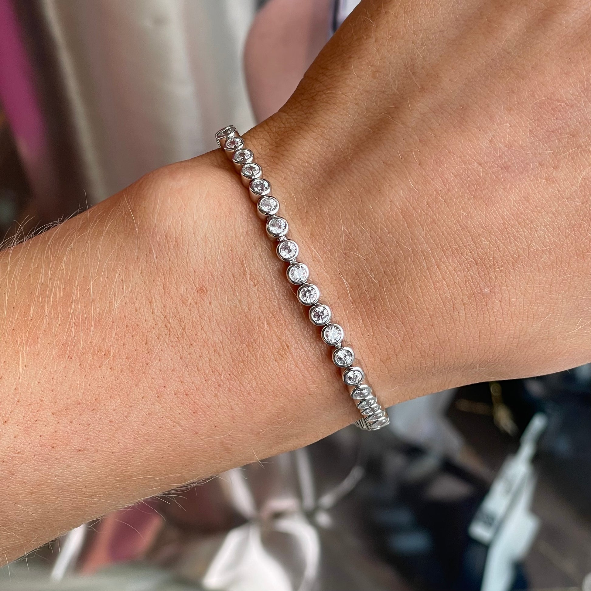 Silver Rubover CZ Tennis Bracelet | 17cm - John Ross Jewellers