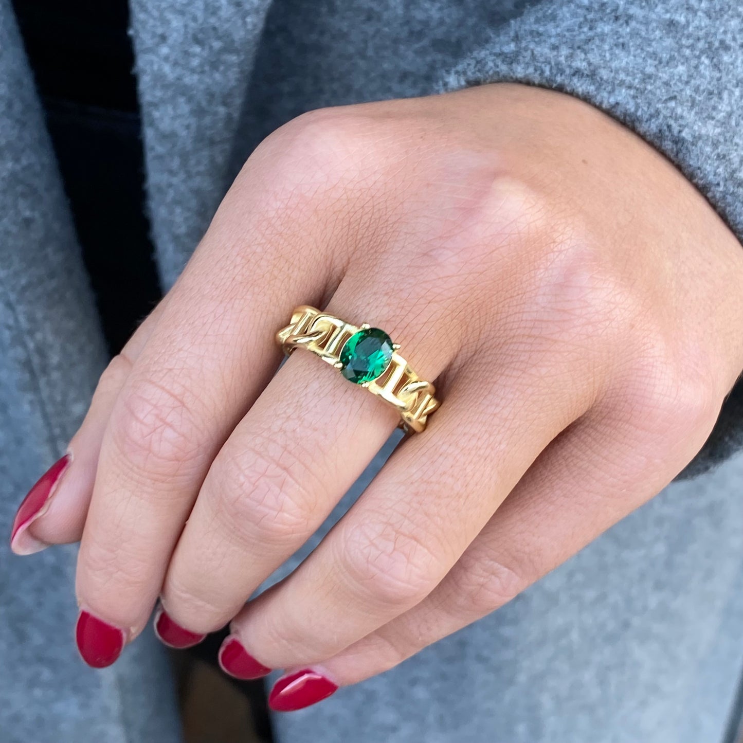 Sunshine Green CZ Chain Ring