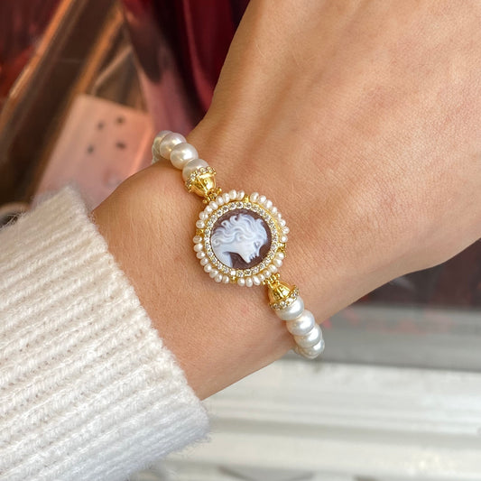 Lady Cameo, Pearl & CZ Bracelet - John Ross Jewellers