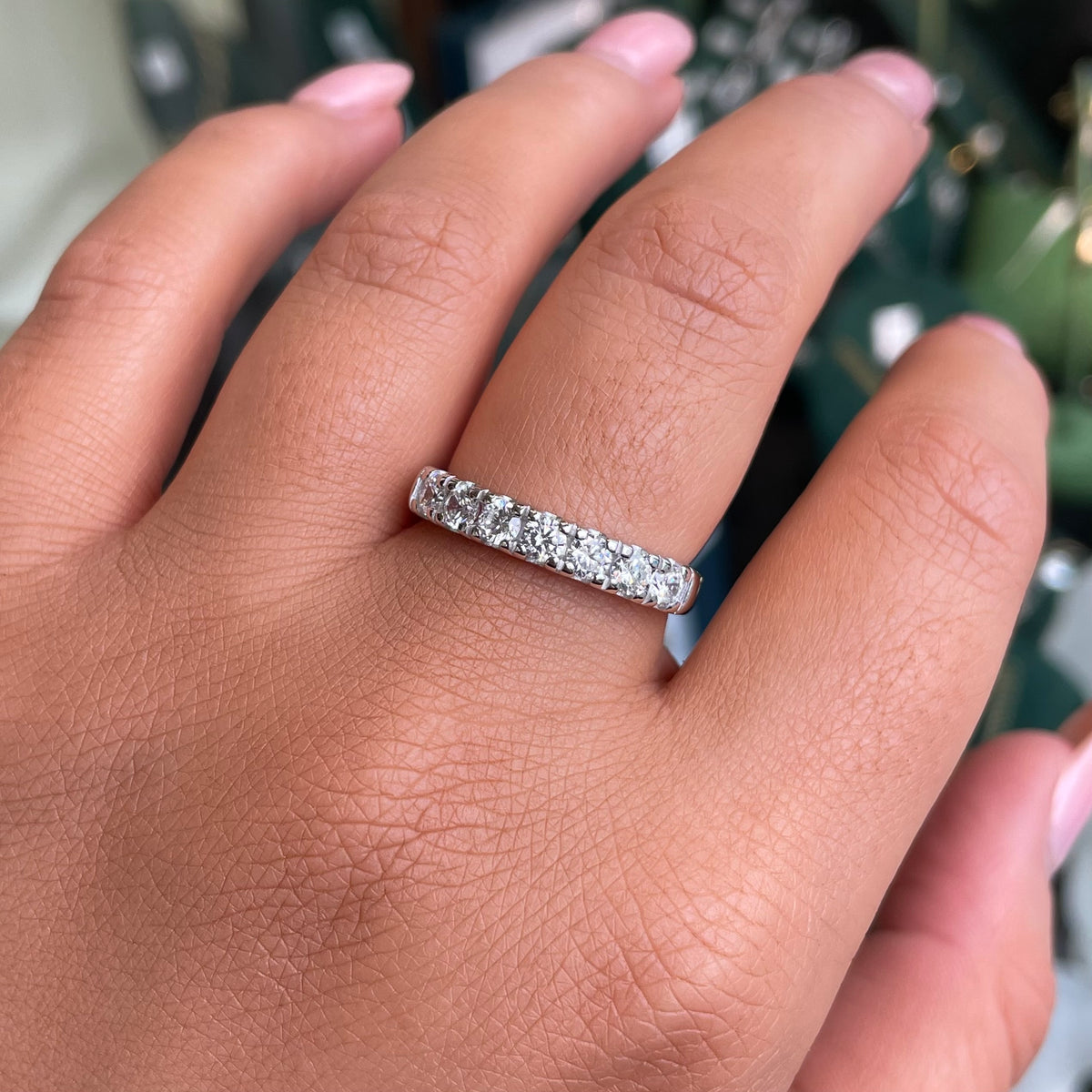 Silver Seven Stone CZ Eternity Ring