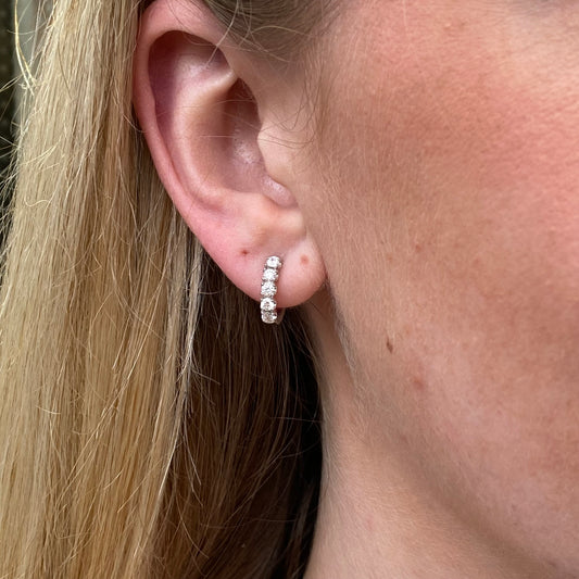 18ct White Gold Diamond Hoop Earrings - 0.48ct - John Ross Jewellers