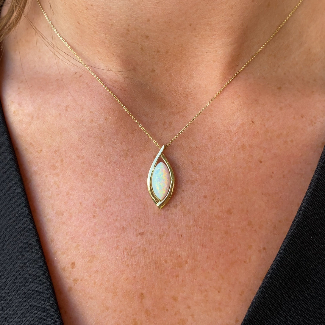 9ct Gold Marquise Opalique Necklace - John Ross Jewellers
