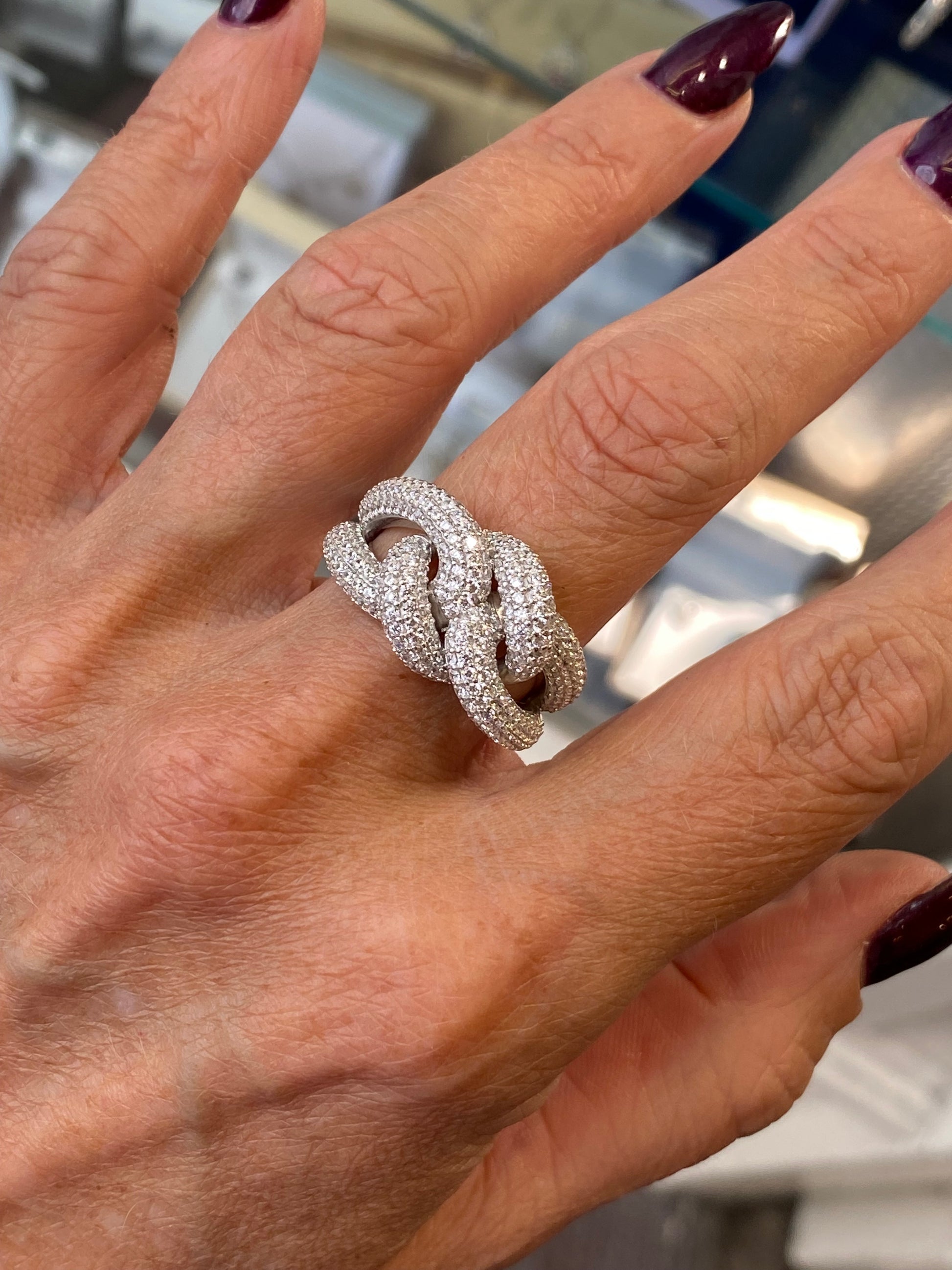 Silver CZ Loveknot Ring - John Ross Jewellers