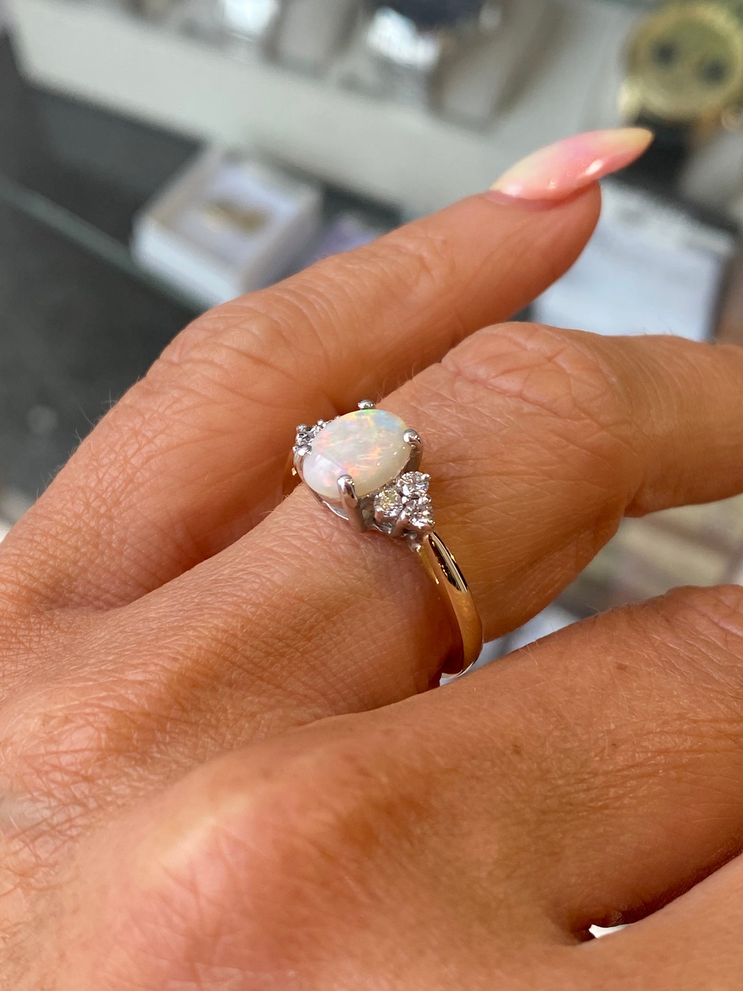 9ct Gold Gem Opal & Diamond Ring - John Ross Jewellers