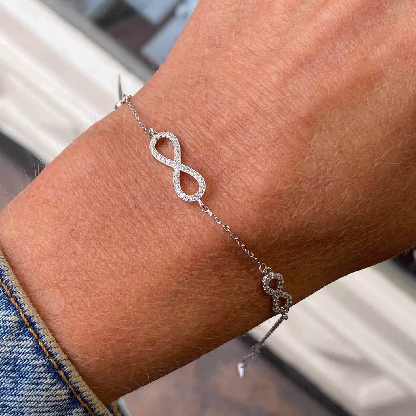 Silver CZ Infinity Bracelet