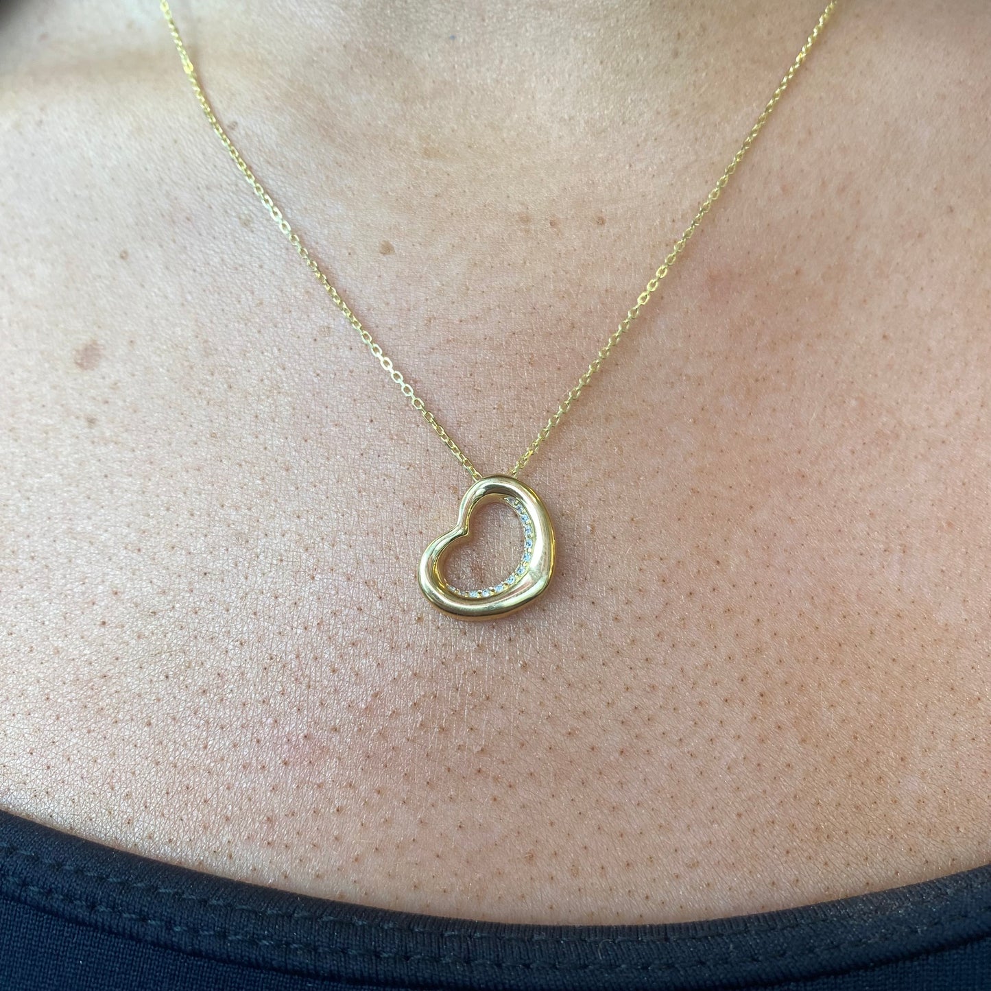 Sunshine CZ heart slider necklace by Comero, 18-inch silver chain with sparkling heart pendant, elegant jewelry accessory.