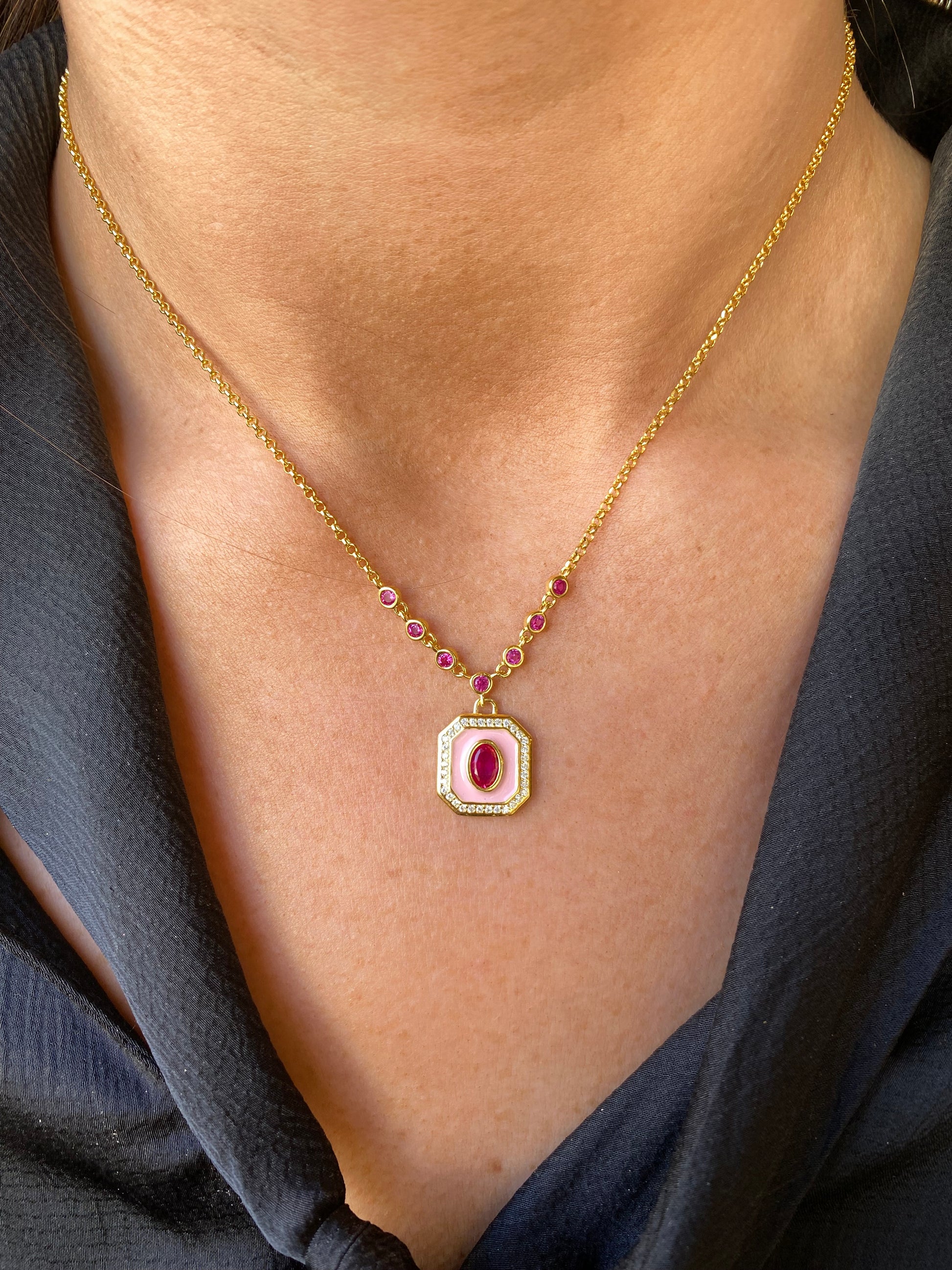 Sunshine Enamel Sensation Necklace | Bubblegum & Ruby - John Ross Jewellers