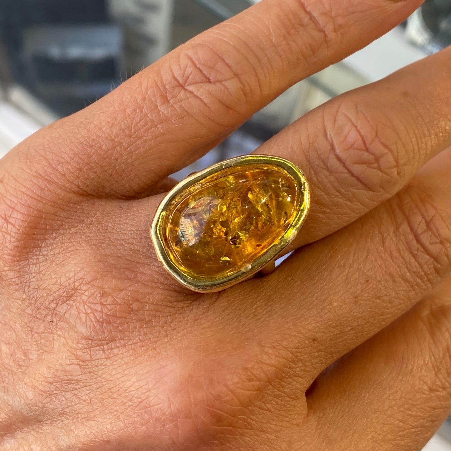 Amber Nugget Ring