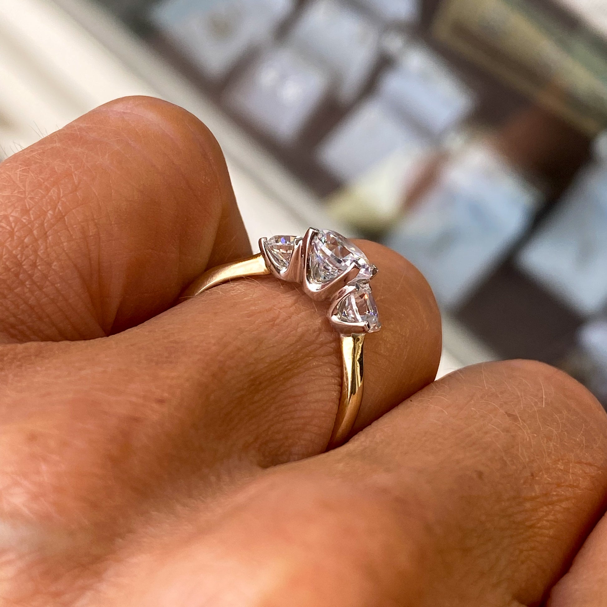 9ct Gold CZ Trilogy Ring - John Ross Jewellers