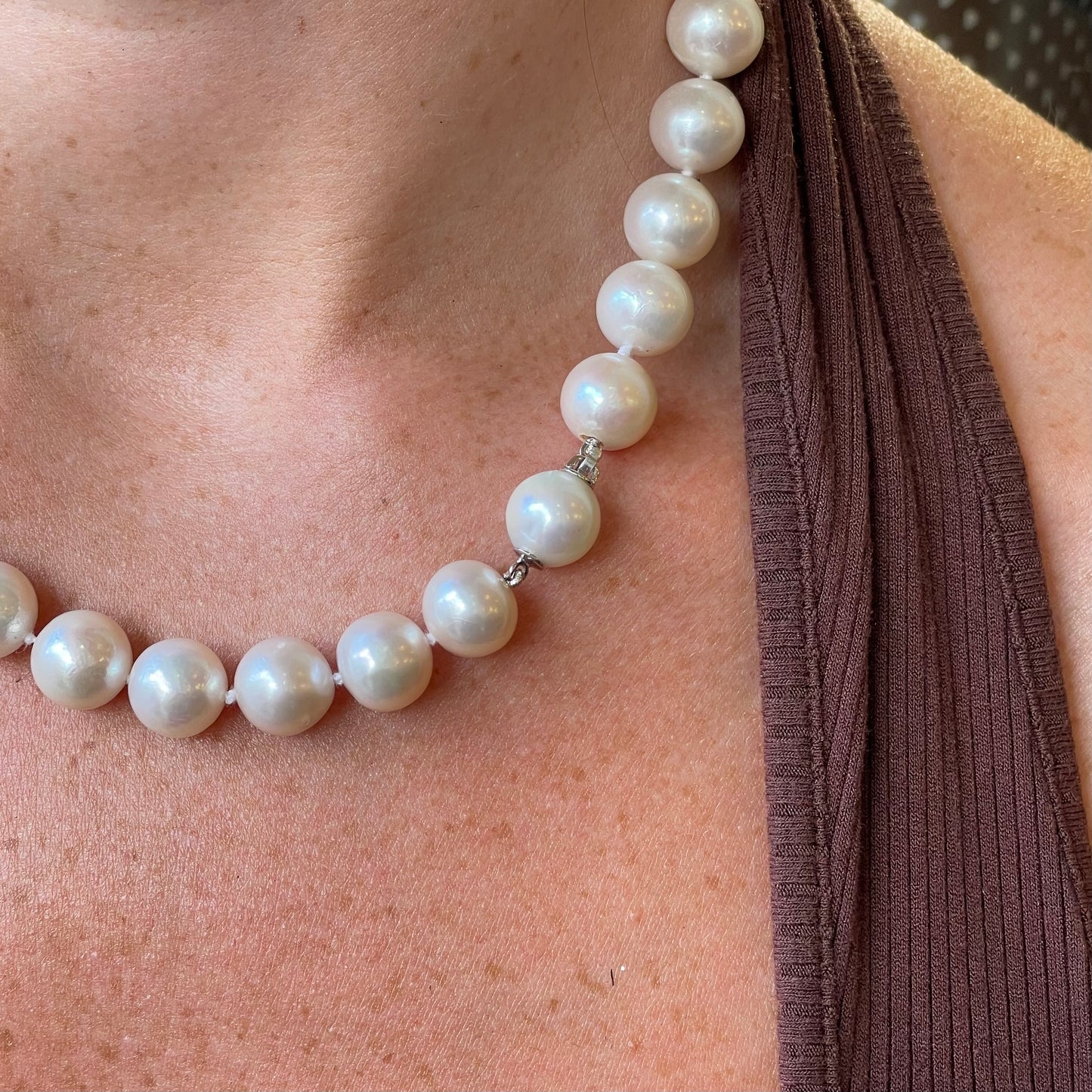 18ct White Gold Edison Pearl Necklace | 11.5mm to 12mm