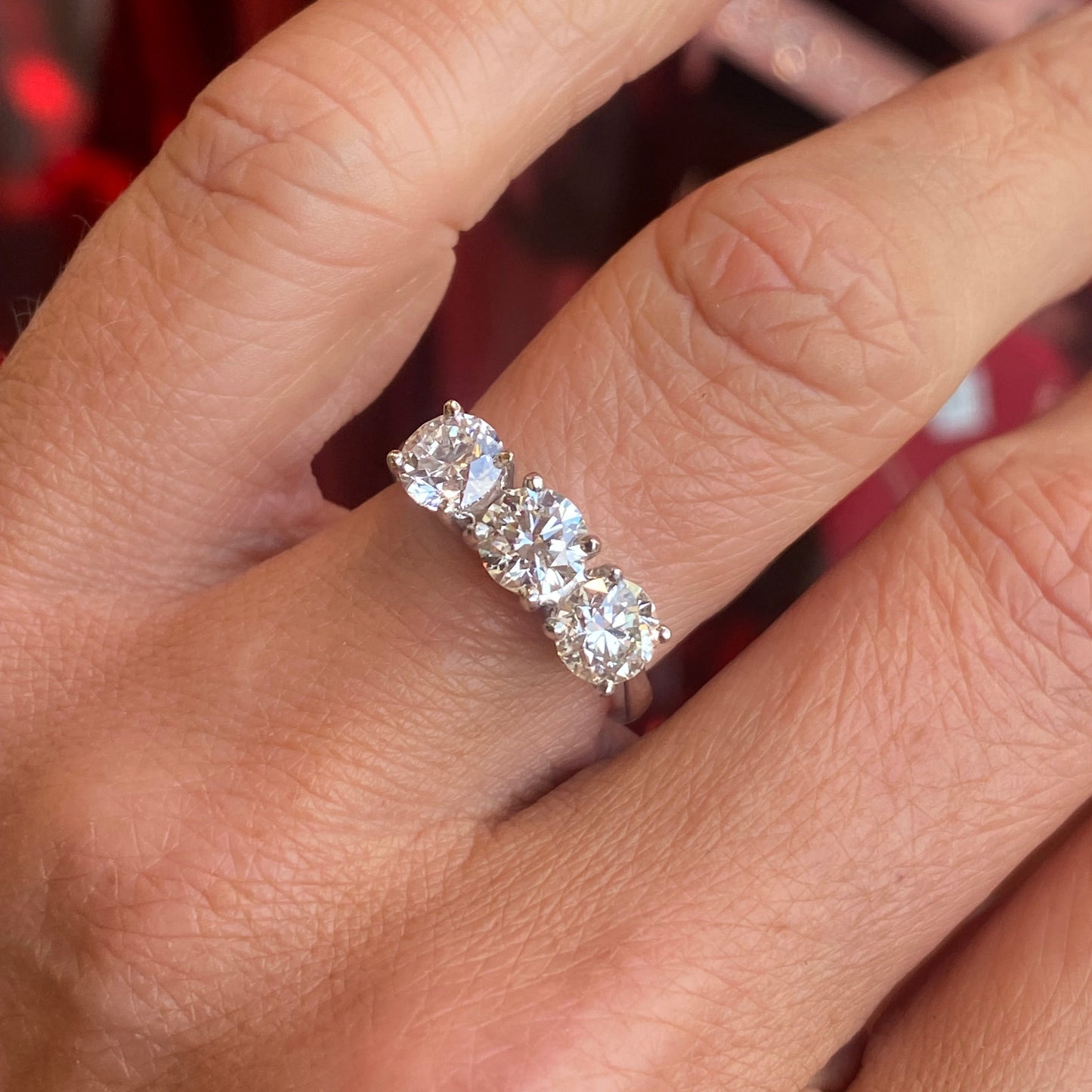 Platinum Diamond Trilogy Engagement Ring | 2.10ct Non Certificated