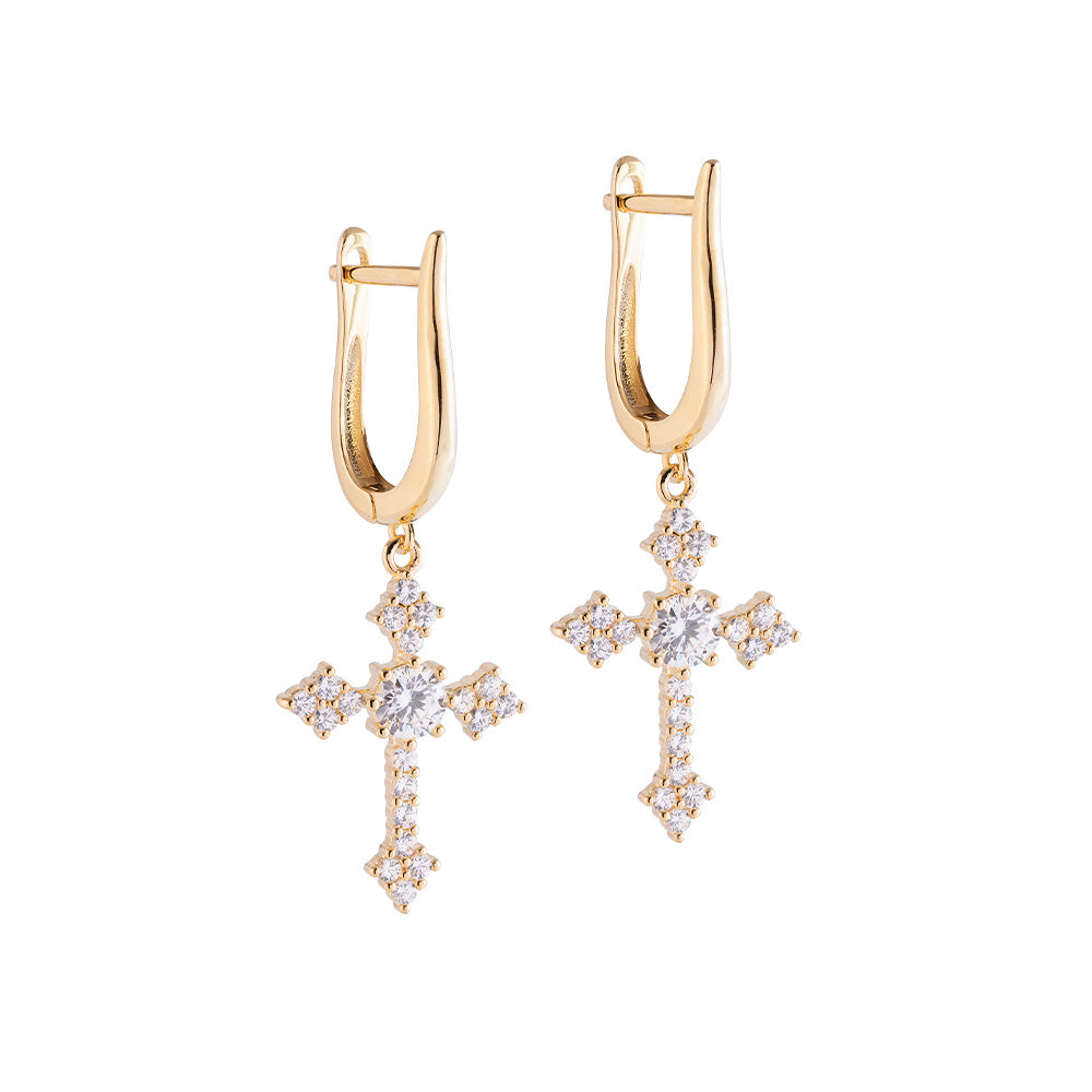 REBECCA Judith - Cross Drop Earrings