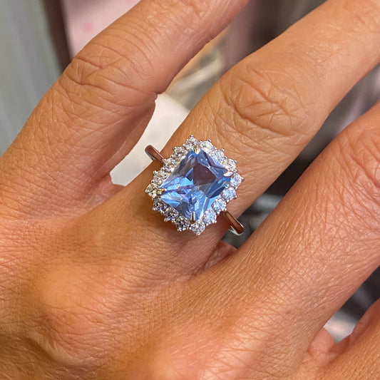 Silver Aqua CZ Statement Ring - John Ross Jewellers