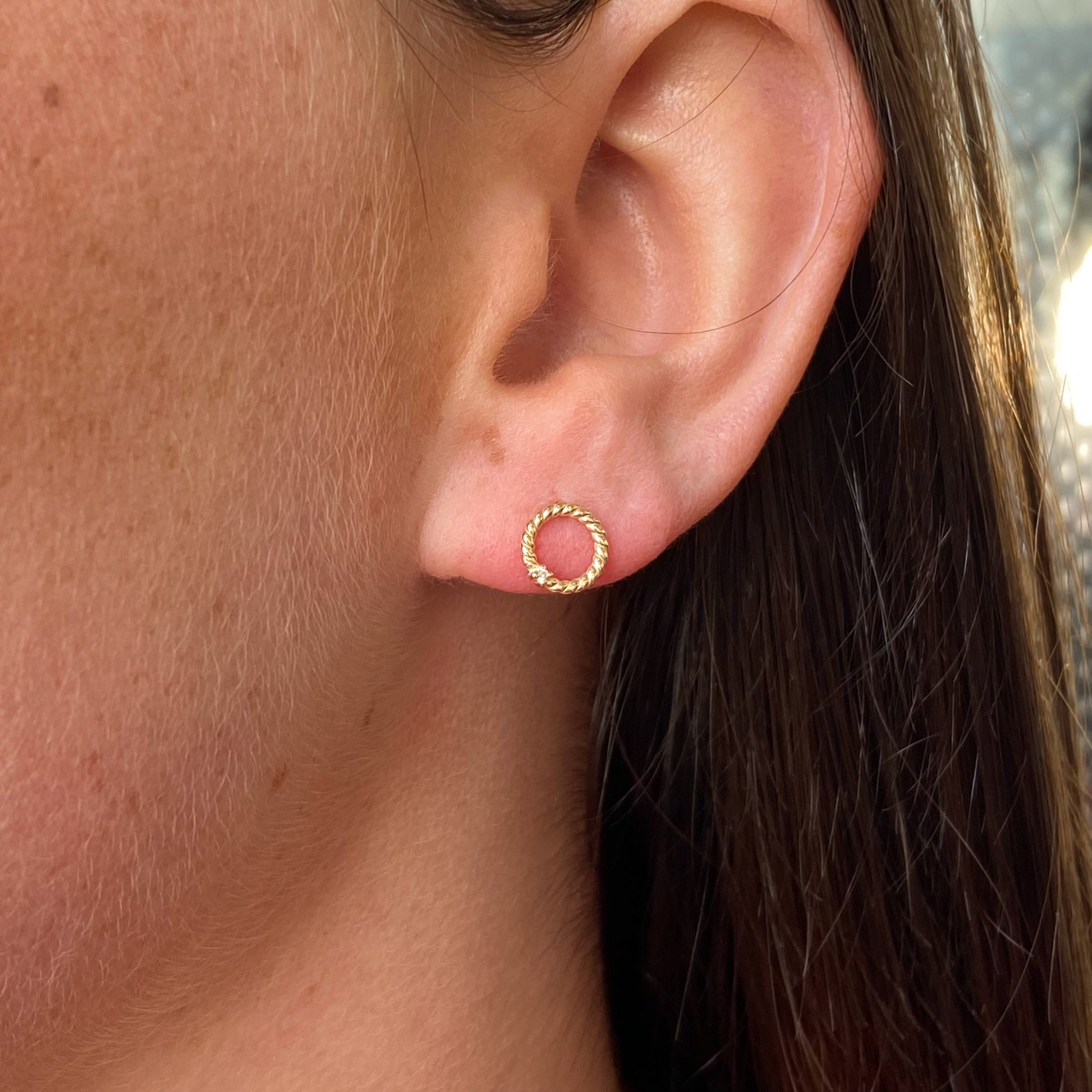 9ct Gold Diamond Set Braided Stud Earrings - John Ross Jewellers