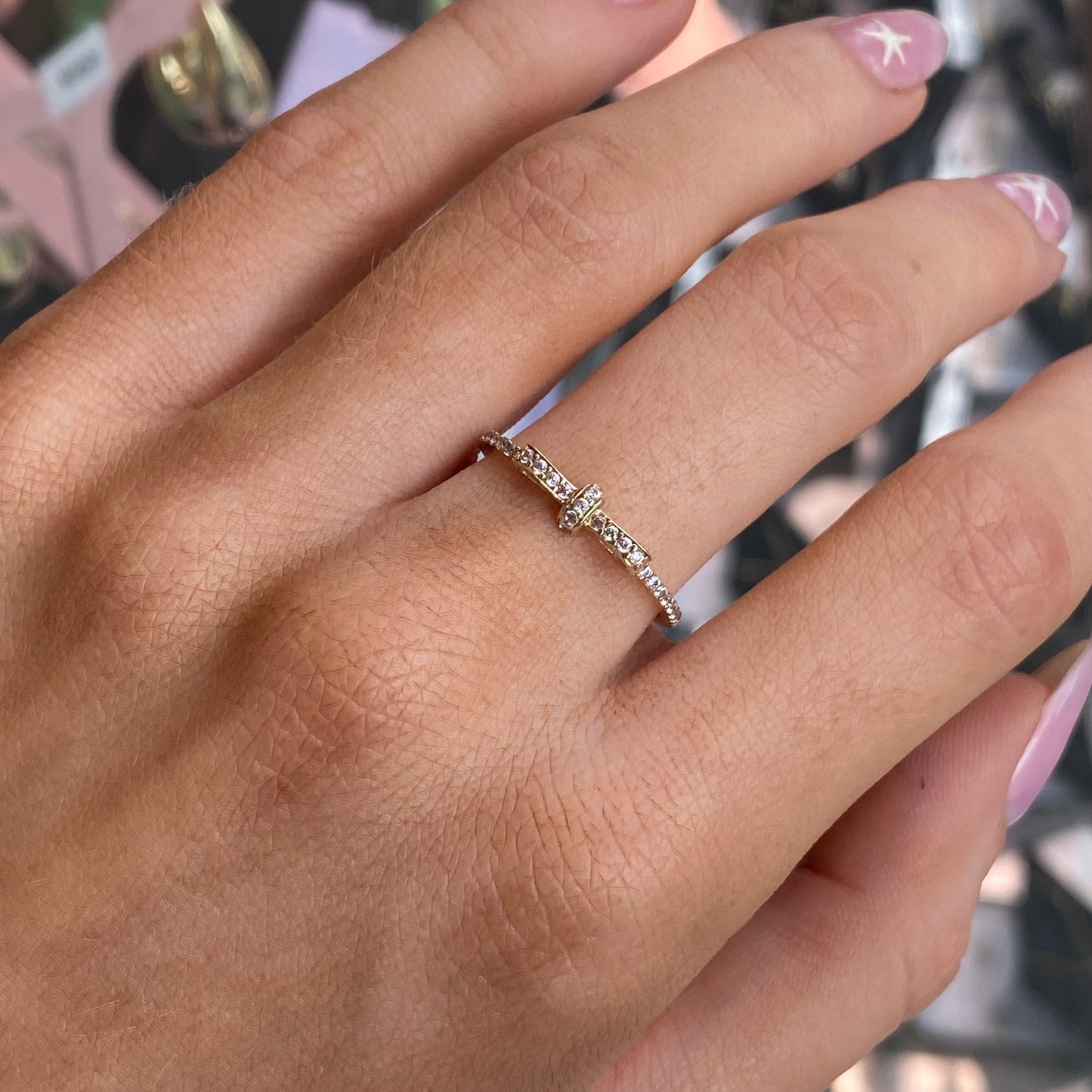 9ct Gold CZ Bow Ring - John Ross Jewellers