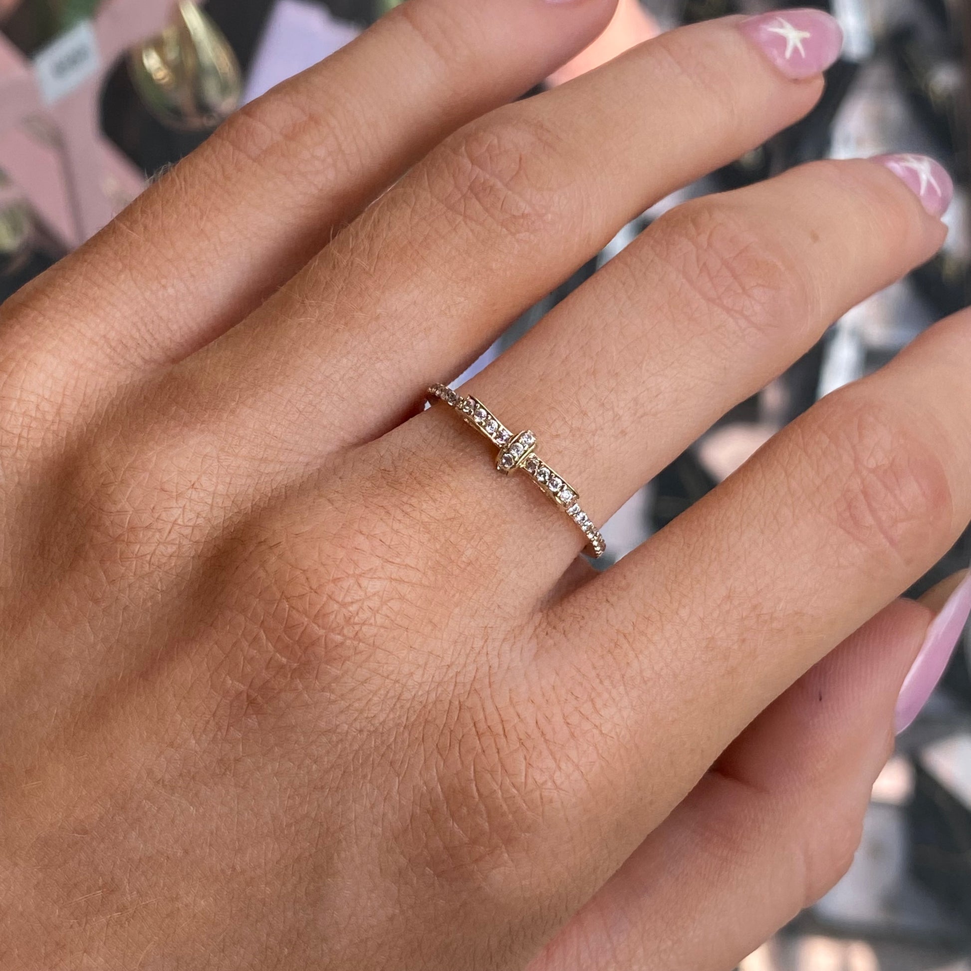 9ct Gold CZ Bow Ring - John Ross Jewellers