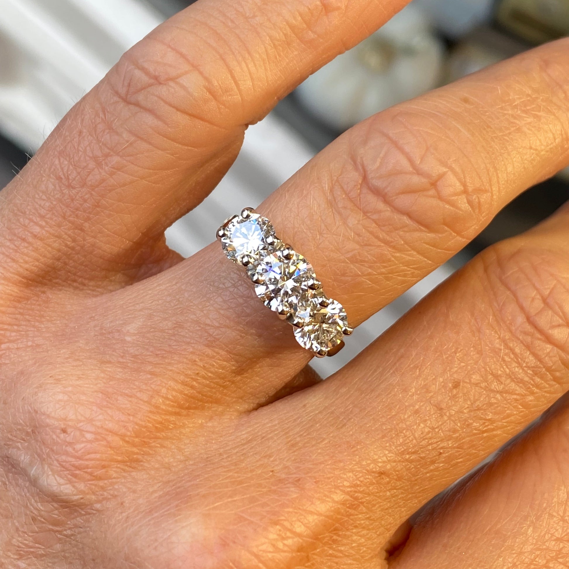 18ct Gold Trilogy Engagement Ring | Certificated Lab 2.65ct - John Ross Jewellers