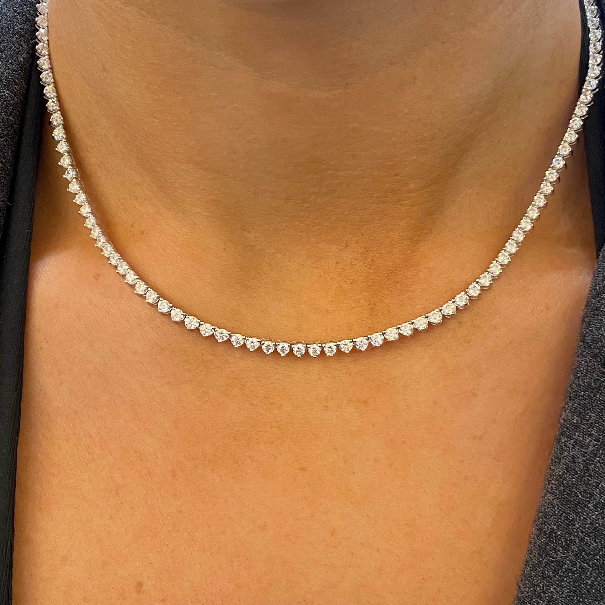Silver 3mm CZ tennis Necklace | 40cm - John Ross Jewellers