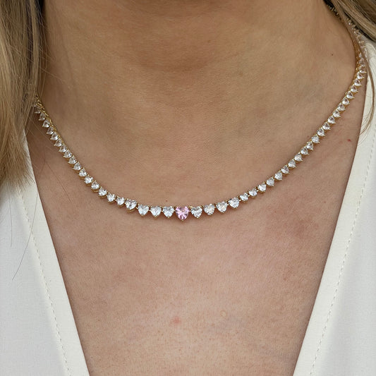 Sunshine Tennis Necklace | Soft Pink 43cm - John Ross Jewellers