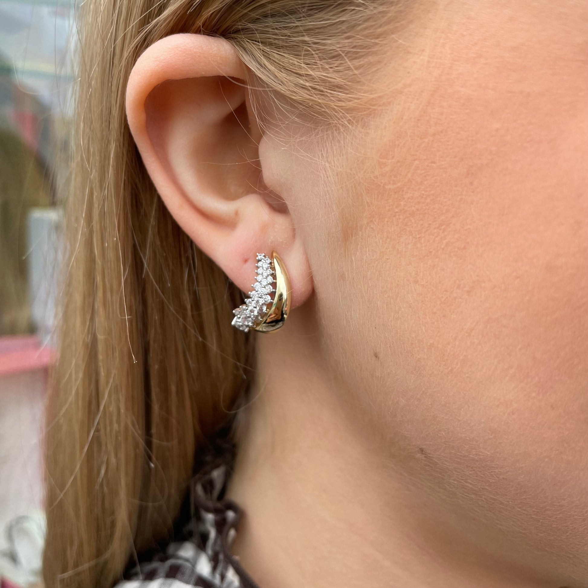 Sunshine CZ Two Tone Hoop Earrings | Clip Wire - John Ross Jewellers