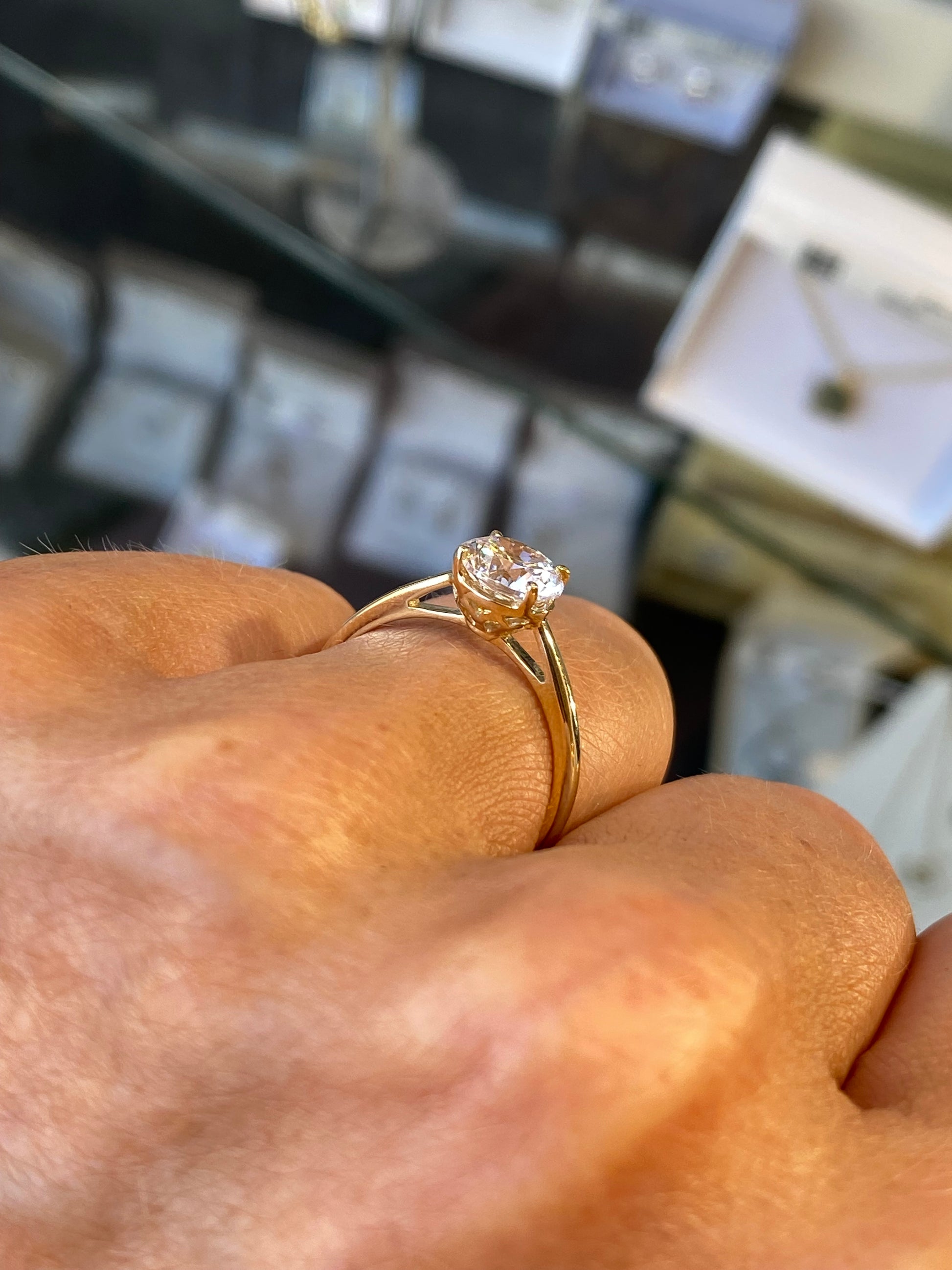 9ct Gold Four Claw CZ Solitaire Ring - John Ross Jewellers