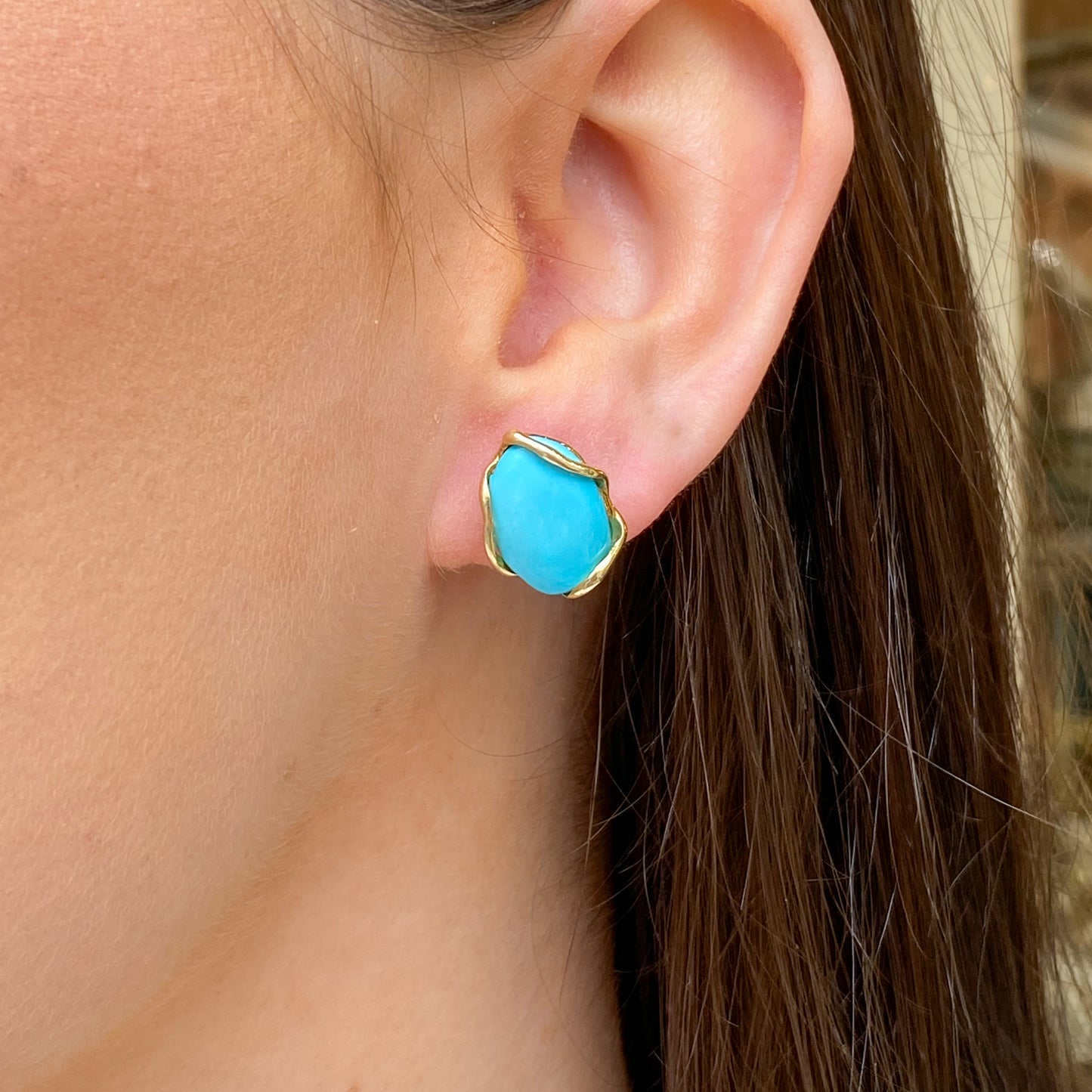 Turquoise Oval Stud Earrings | 12mm x 15mm - John Ross Jewellers