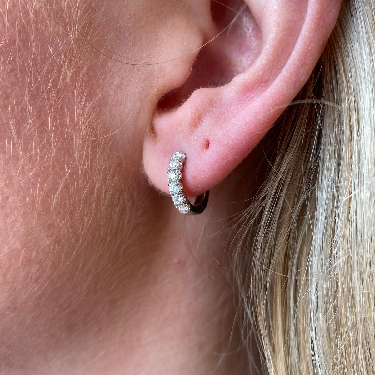 18ct White Gold Diamond Hoop Earrings - 0.41ct