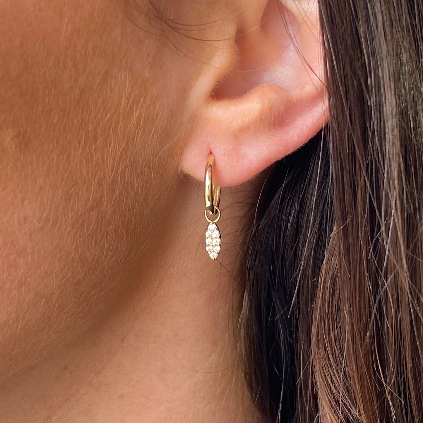 9ct Gold Charming Huggie Hoop Earrings | CZ Feather - John Ross Jewellers