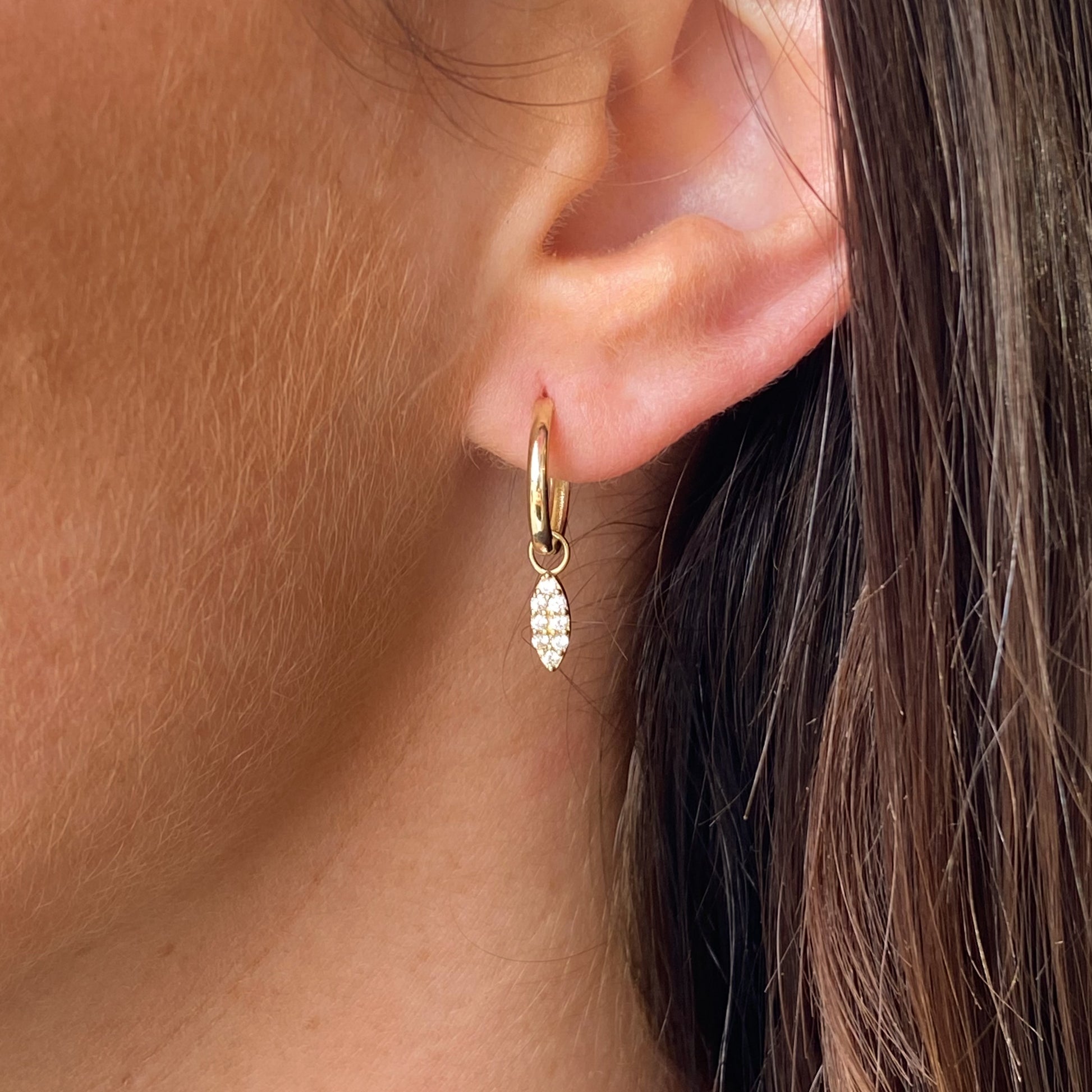 9ct Gold Charming Huggie Hoop Earrings | CZ Feather - John Ross Jewellers