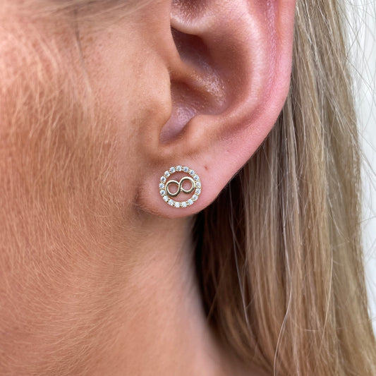 9ct Gold CZ Infinity Stud Earrings